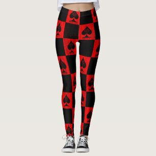 Leggings Reina de espadas Leyendas Rojo Checkers Estilo QoS