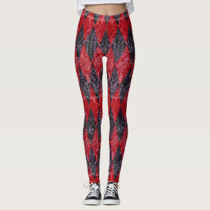 Leggings Reina de los corazones Harlequin blanco negro rojo