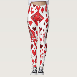 Leggings Reina del corazón rojo/Rey de las piernas de las t
