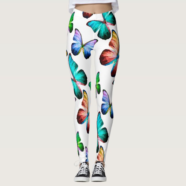 Leggings Reino de Morpho Arcoiris Mariposas Azules (Anverso)