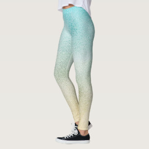 Leggings Relieve metalizado Aqua y Gold Ombre