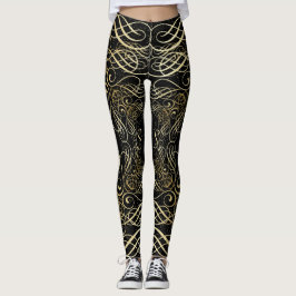 Leggings Relieve metalizado dorado Aspecto guión gráfico so