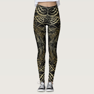 Leggings Relieve metalizado dorado Aspecto guión gráfico so