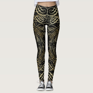 Leggings Relieve metalizado dorado Aspecto guión gráfico so