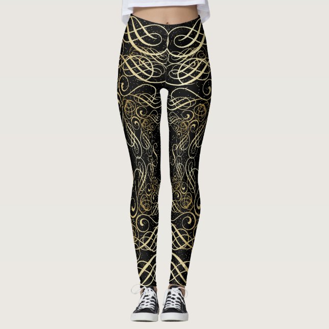 Leggings Relieve metalizado dorado Aspecto guión gráfico so (Anverso)