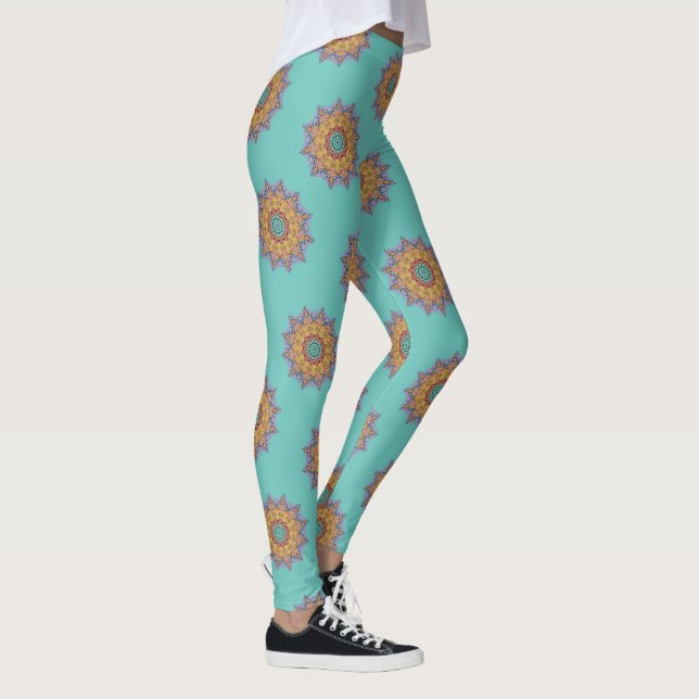 Leggings Reloj de Mandala Pintado a Mano 1 (Derecha)