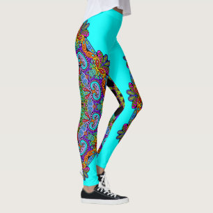 Leggings Reloj de Mandala Pintado a Mano 24