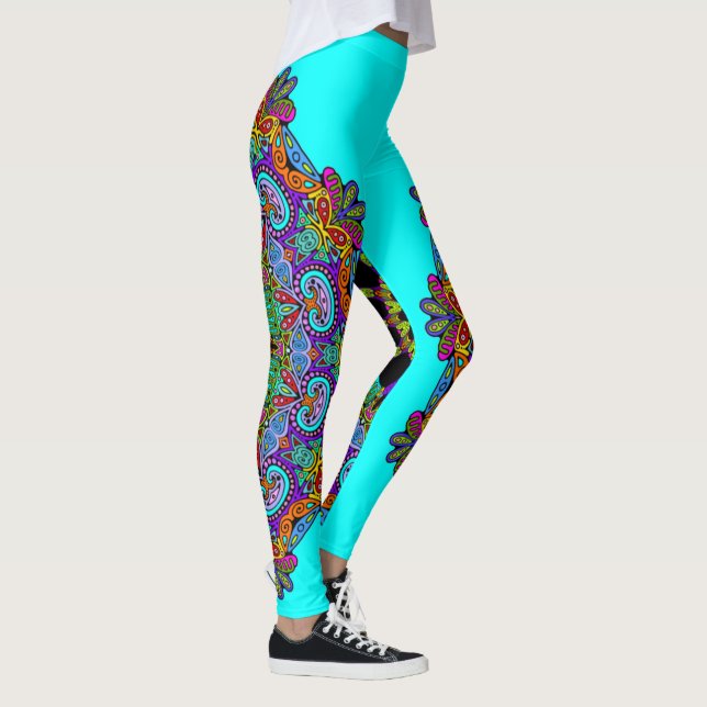Leggings Reloj de Mandala Pintado a Mano 24 (Derecha)