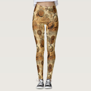 Leggings Reloj Grunge Rústico Steampunk