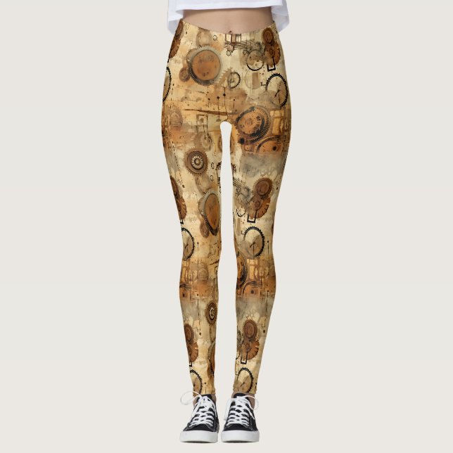 Leggings Reloj Grunge Rústico Steampunk (Anverso)