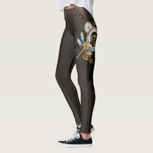 Leggings Reloj Steampunk con libélula mecánica