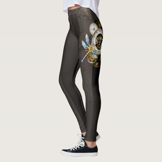 Leggings Reloj Steampunk con libélula mecánica (Izquierda)