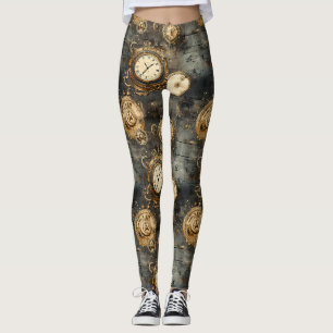 Leggings Relojería antigua de vapor Bronce Negro