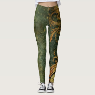 Leggings Relojería Antigua Esmeralda Verde Steampunk