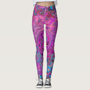 Leggings Remolino abstracto retro de púrpura, azul y rojo
