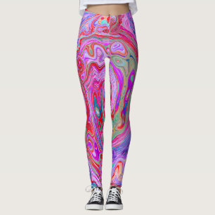 Leggings Remolino abstracto retro groovy rojo, púrpura y ro