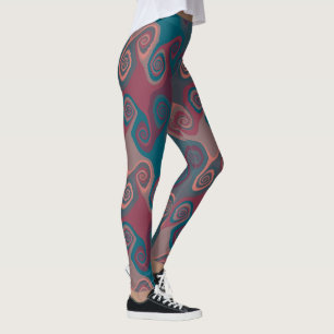 Leggings Remolino abstracto rosa y turquesa