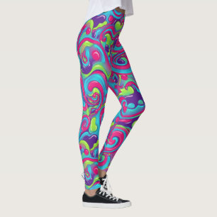 Leggings Remolino de neón psicodélico Groovy Retro Y2K Colo