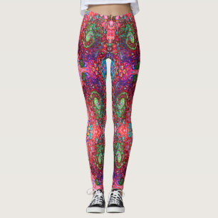 Leggings Remolino líquido retro abstracto groovy rojo acuar