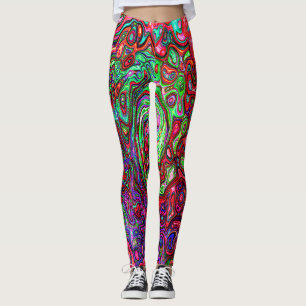 Leggings Remolino líquido retro abstracto groovy rojo acuar