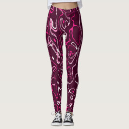 Leggings Remolinos abstractos de damasco rosa caliente patr