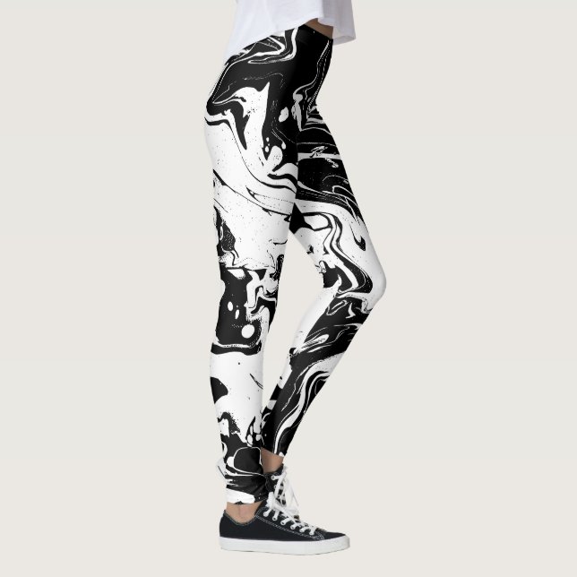 Leggings Remolinos blancos y negros del extracto - polainas (Derecha)