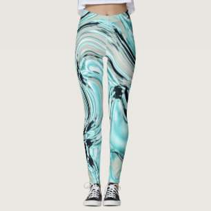Leggings remolinos de mármol de moda menta agua azul acuáti