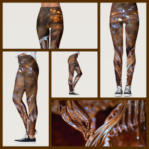 Leggings Remolinos dorados y marrones abstractos