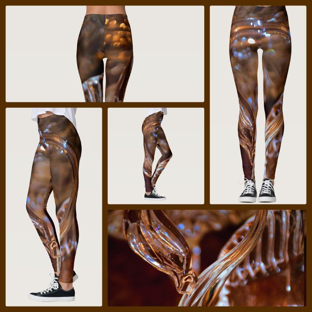 Leggings Remolinos dorados y marrones abstractos (Subido por el creador)