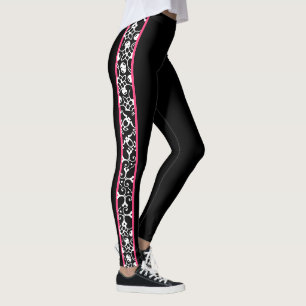 Leggings Remolinos modernos elegantes rosados blancos y