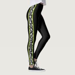 Leggings Remolinos modernos elegantes verdes blancos negros