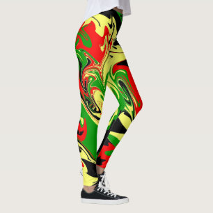 Leggings Remolinos rojos, amarillos, negros y verdes