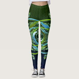 Leggings Remolinos verdes del azul de n