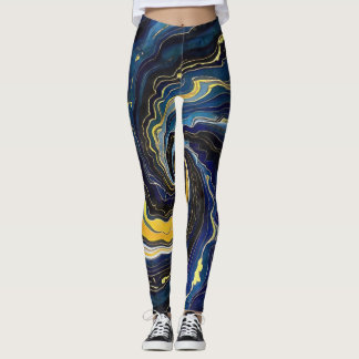 Leggings Remolinos Vibrantes de Azul y Oro 2