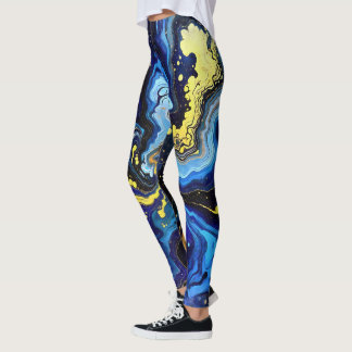 Leggings Remolinos Vibrantes de Azul y Oro 4