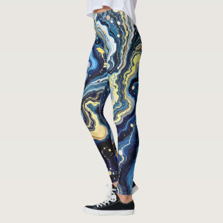 Leggings Remolinos Vibrantes de Azul y Oro 5