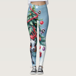 Leggings Reno ciberpunk lindo con árbol de Navidad