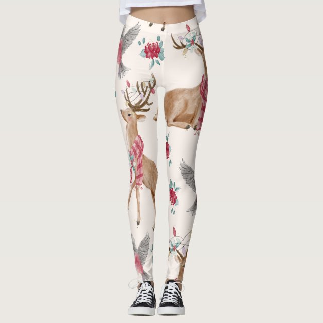 Leggings Renos Adorables, Aves, Flores (Anverso)