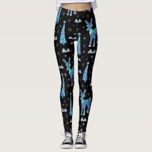 Leggings Renos, copos de nieve, patrón de Navidades
