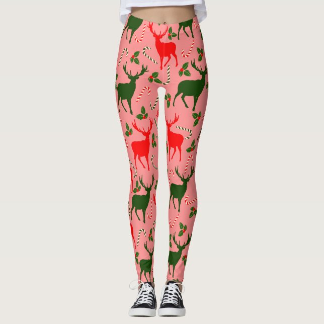 Leggings renos de navidades rosas (Anverso)