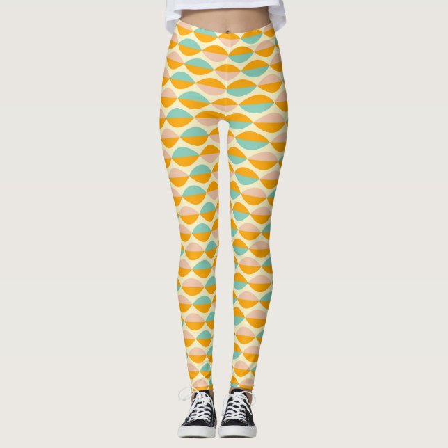 Leggings Repeating geometric pattern in beige background (Anverso)