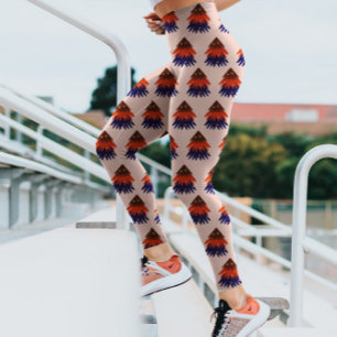 Leggings Repetición de árbol de Navidad moderno - beige fes