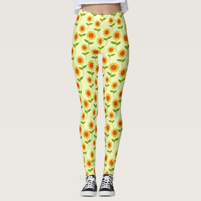 Leggings Repetir patrón de girasol (Anverso)