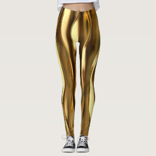 Leggings Representación 3D de Ola Dorada.