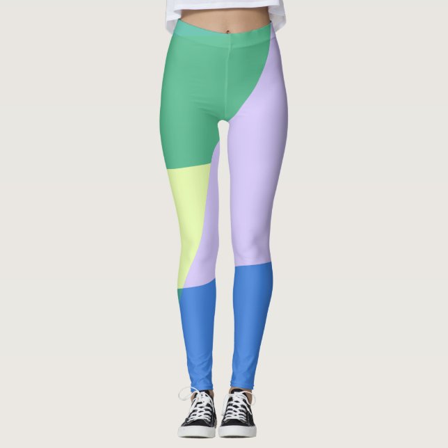 Leggings Reproducción Resumen Pastel Bloque de color Pastel (Anverso)
