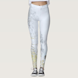 Leggings Resplandor Dorado de Hoja Ancha