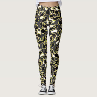 Leggings Resumen 290523 Negro, ámbar y blanco