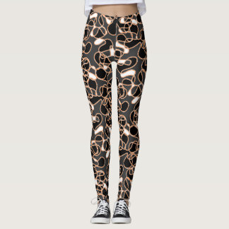 Leggings Resumen 290523 Negro, Naranja y blanco
