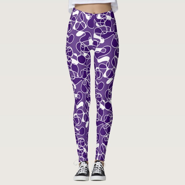 Leggings Resumen 290523 Profundo morado y blanco (Anverso)