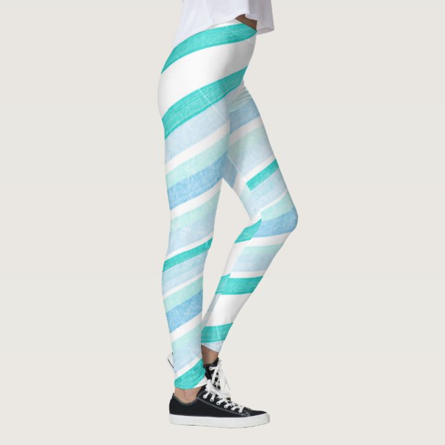 Leggings Resumen a rayas azul y Verde azulado (Derecha)